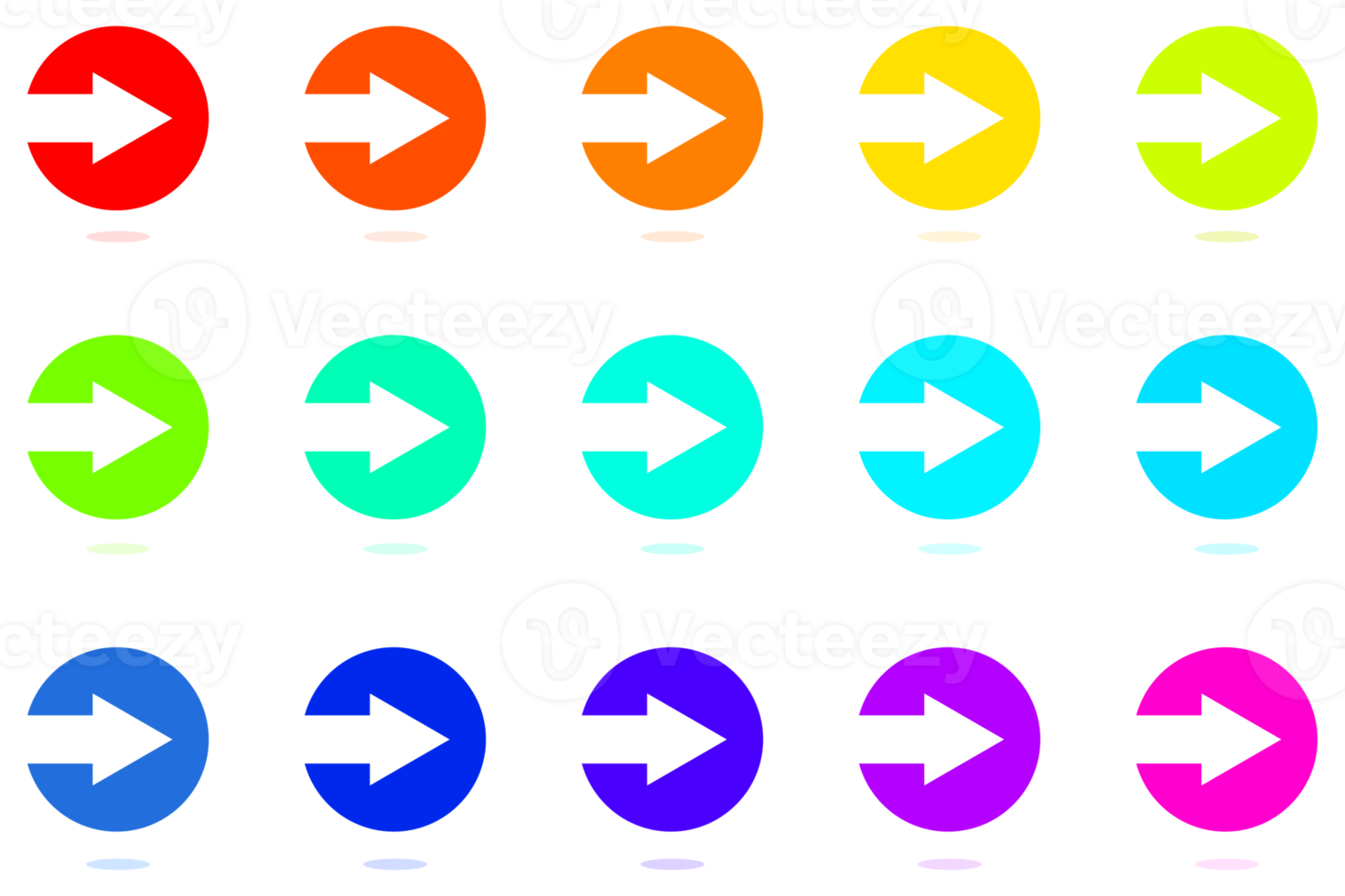 Directional Arrow icon set. Colorful arrow symbol button png