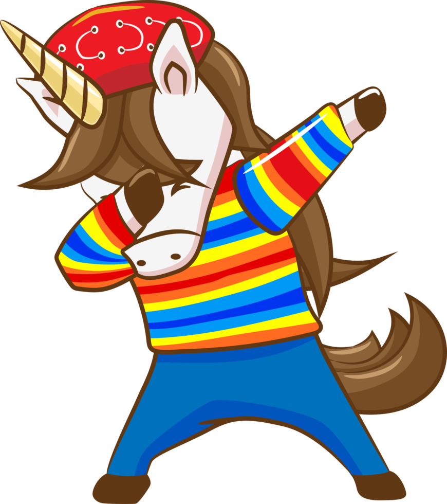 Unicorn dabbing png graphic clipart design