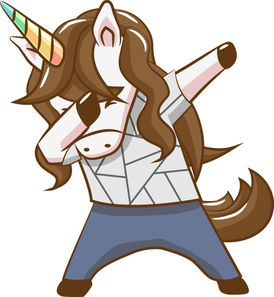 Unicorn dabbing png graphic clipart design