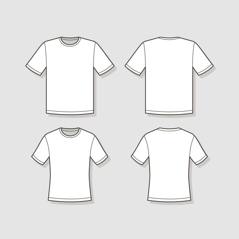 Outline T-shirt Front and Back View vector