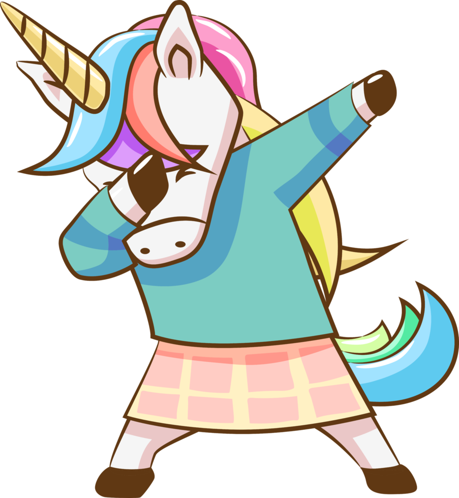 Unicorn dabbing png graphic clipart design