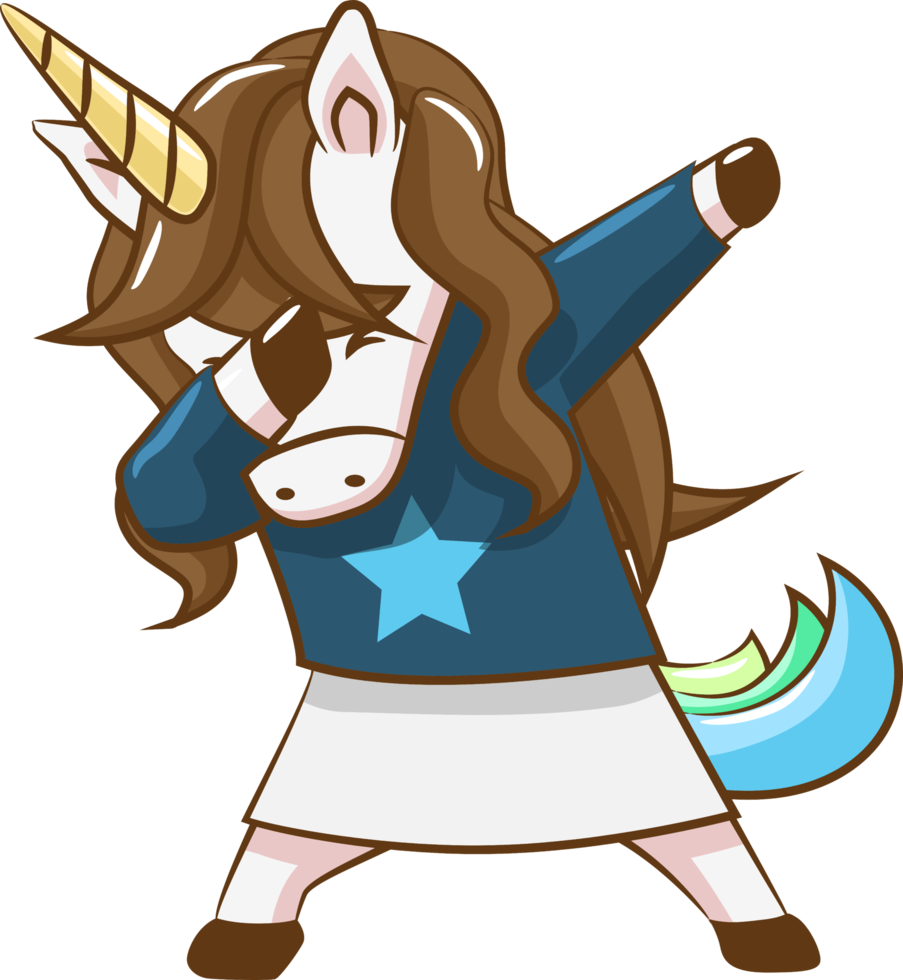 Unicorn dabbing png graphic clipart design