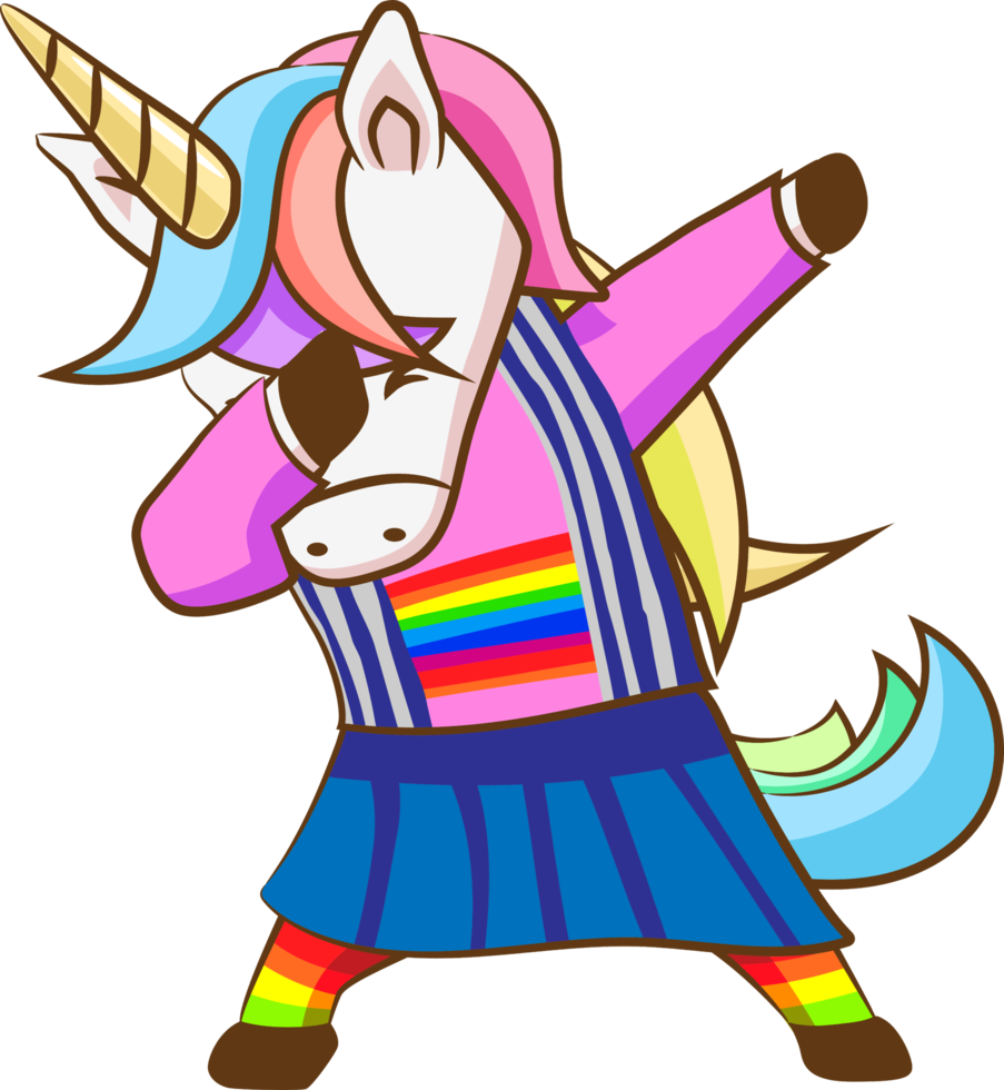 Unicorn dabbing png graphic clipart design