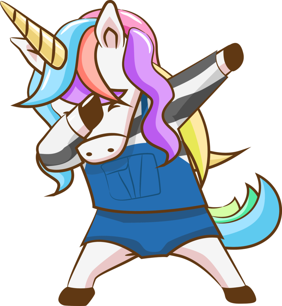 Unicorn dabbing png graphic clipart design