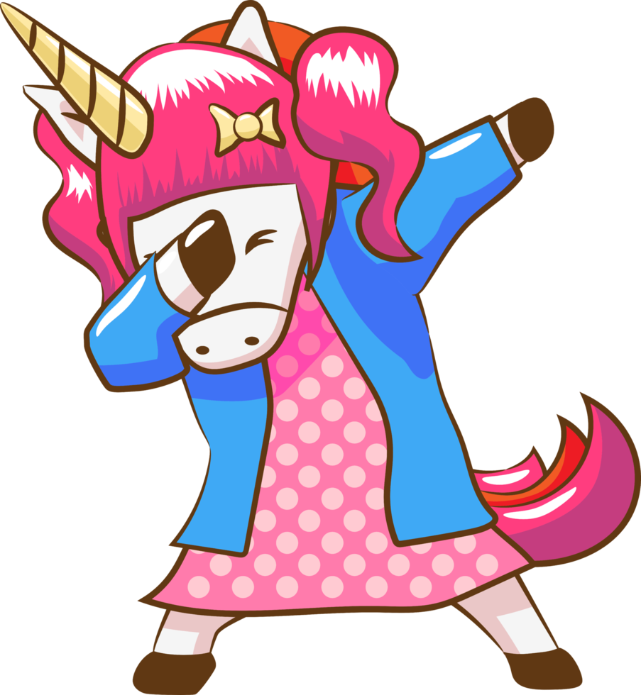 Unicorn dabbing png graphic clipart design
