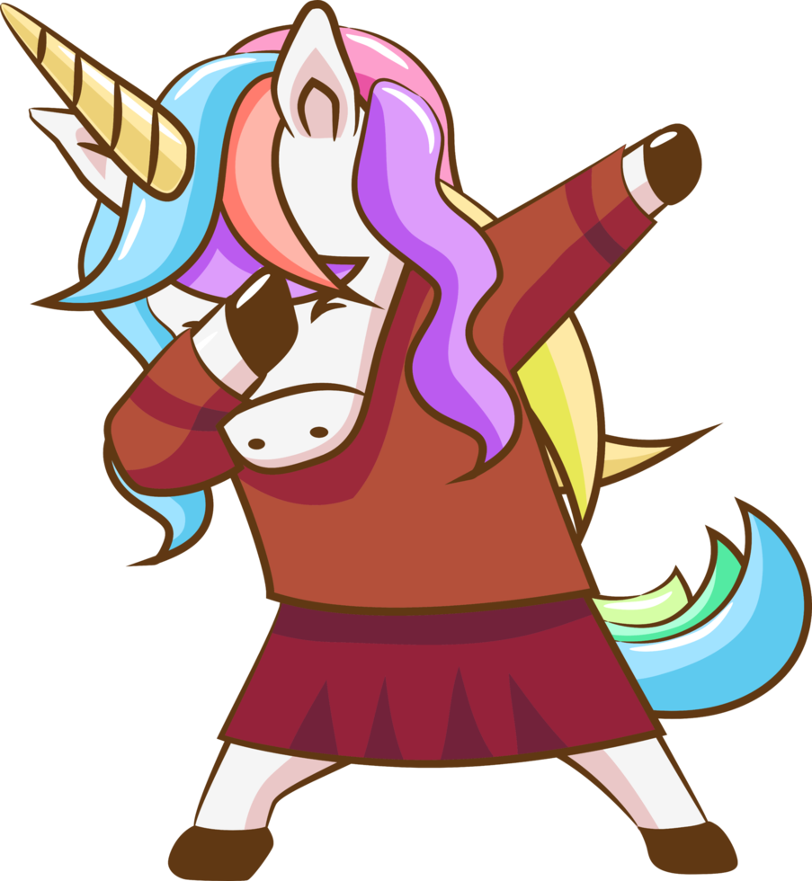Unicorn dabbing png graphic clipart design