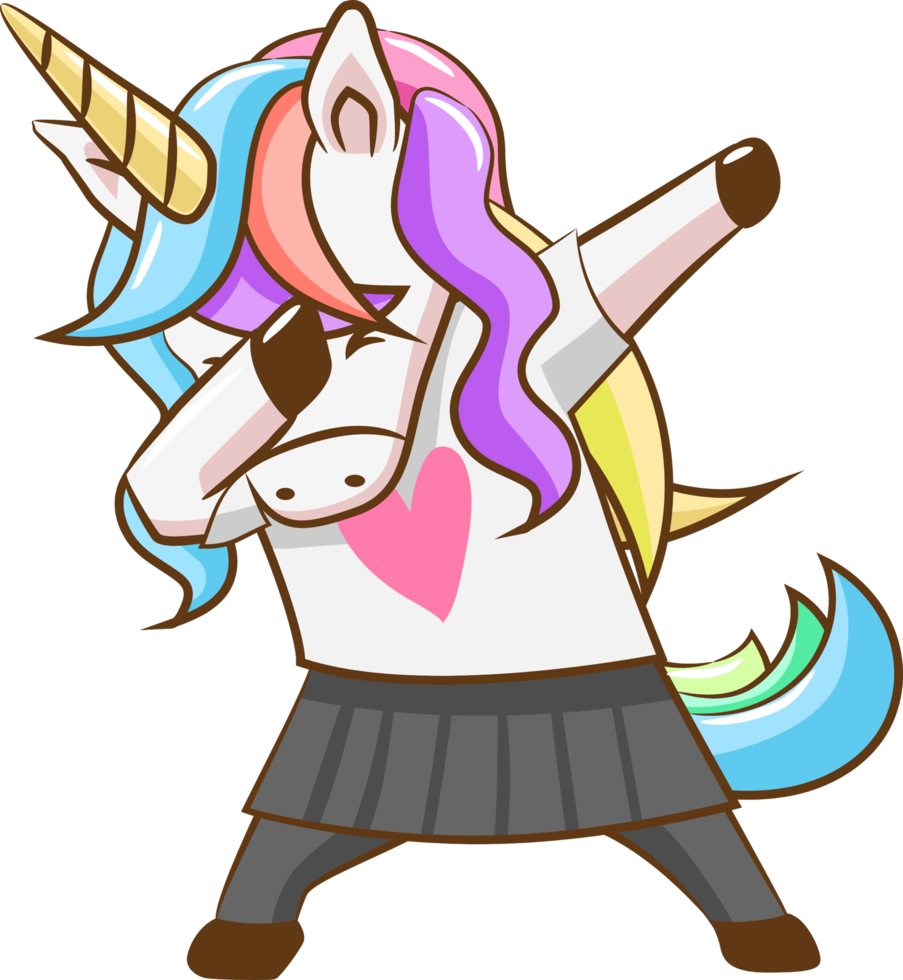 Unicorn dabbing png graphic clipart design