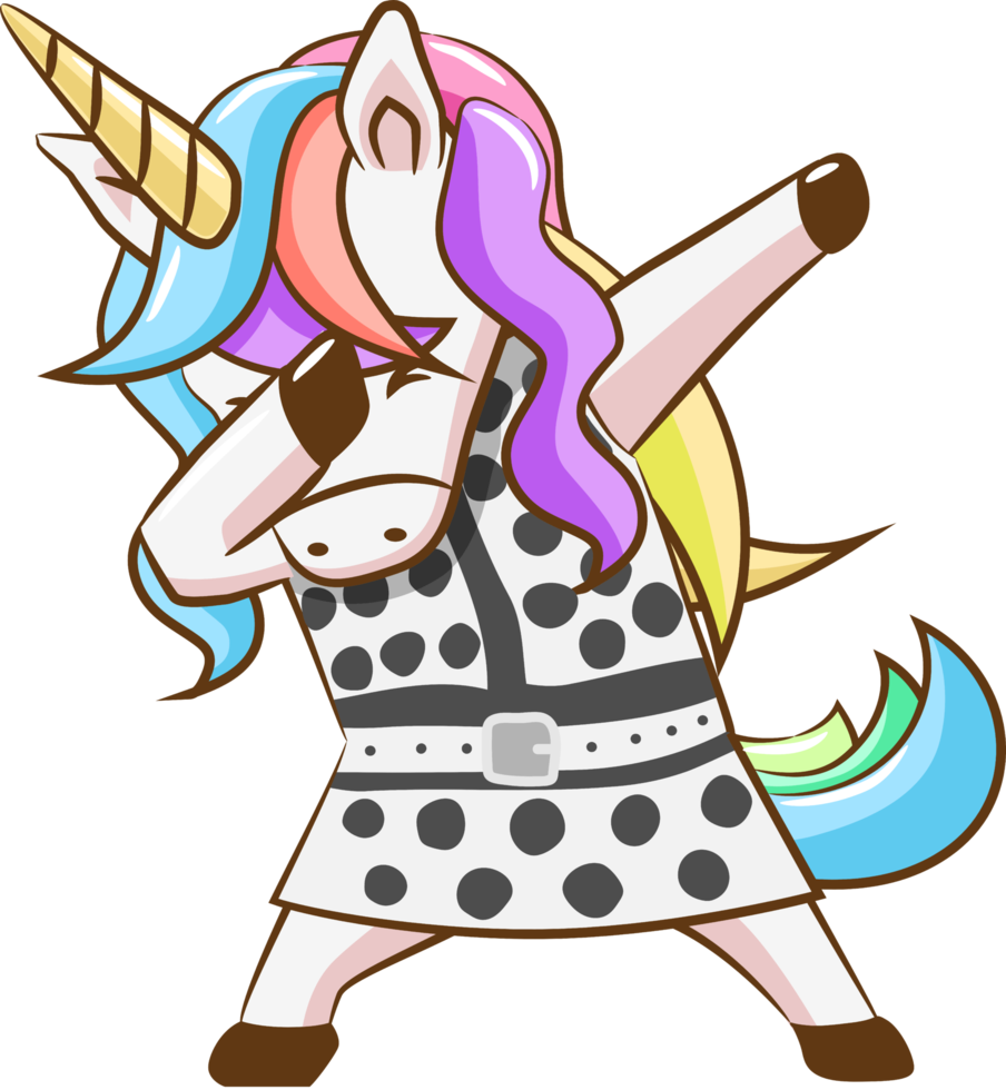 Unicorn dabbing png graphic clipart design