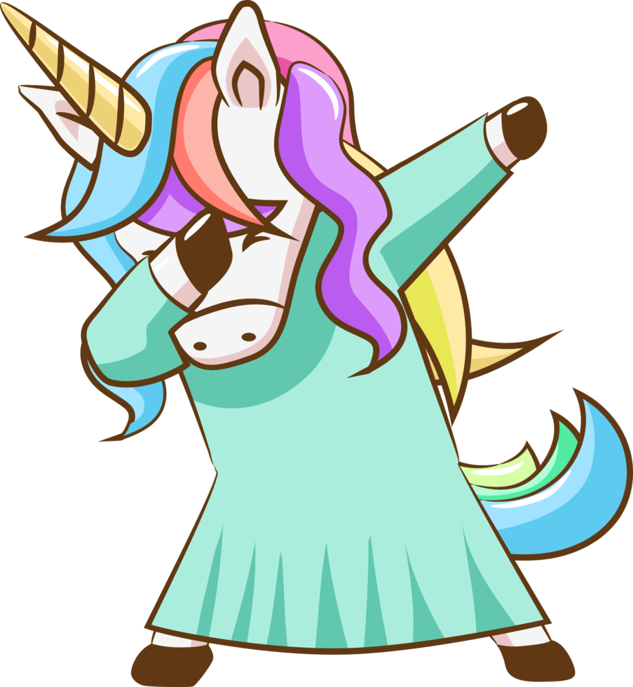 Unicorn dabbing png graphic clipart design