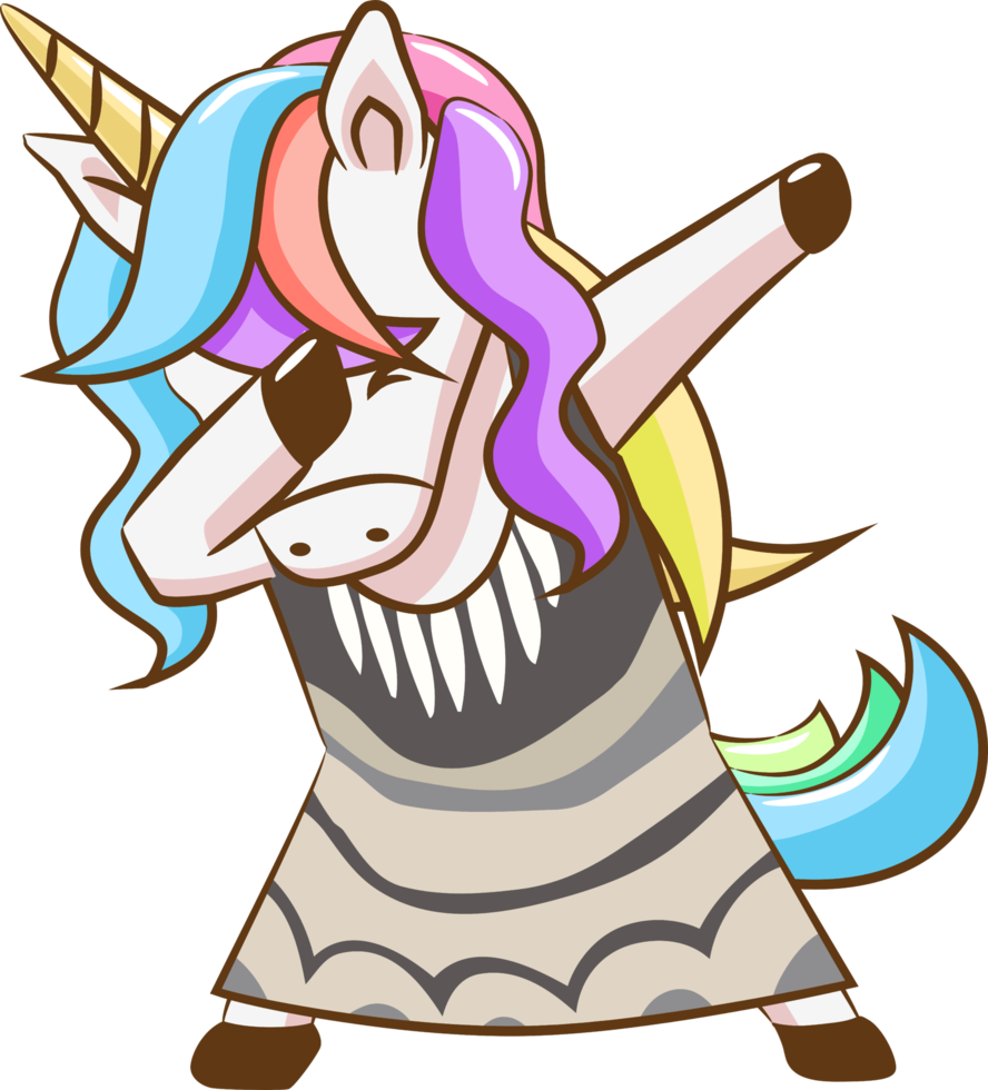 Unicorn dabbing png graphic clipart design