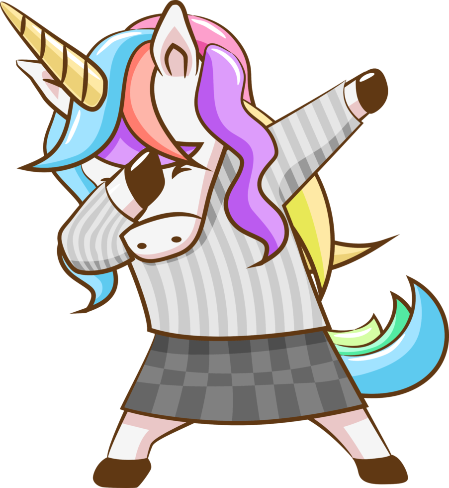 Unicorn dabbing png graphic clipart design