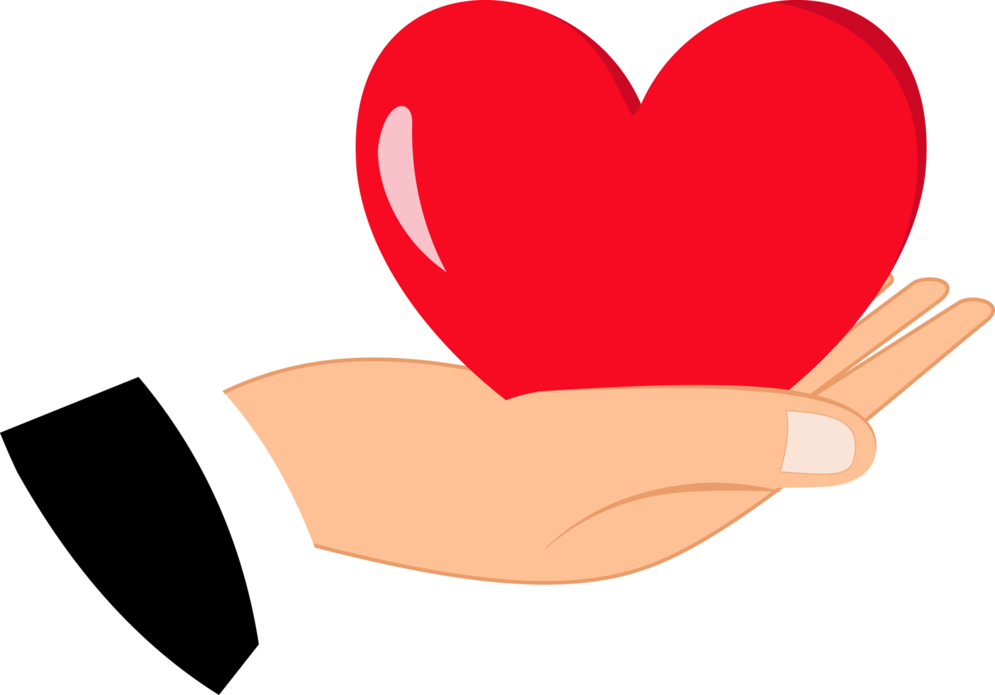 illustration of hand giving heart symbol. love symbol. affection png