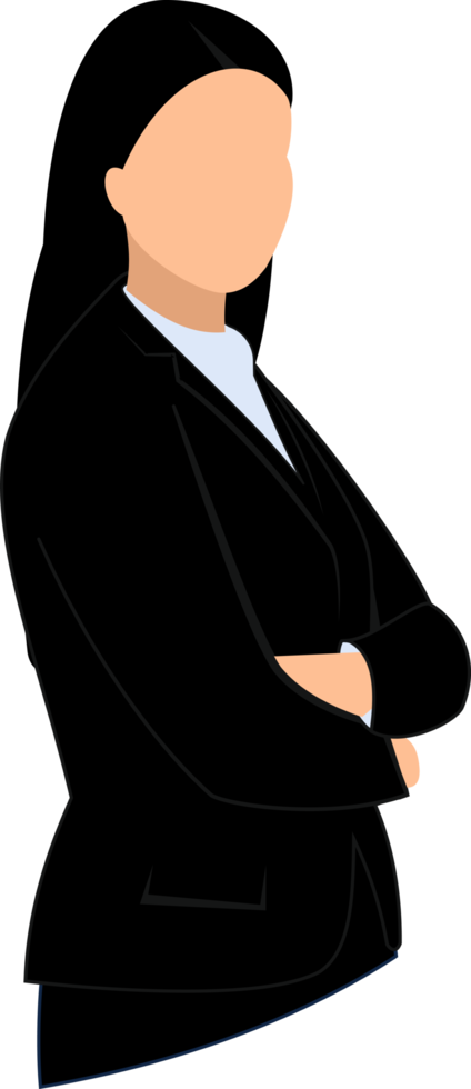 silhouette of businesswoman standing with folded arms png