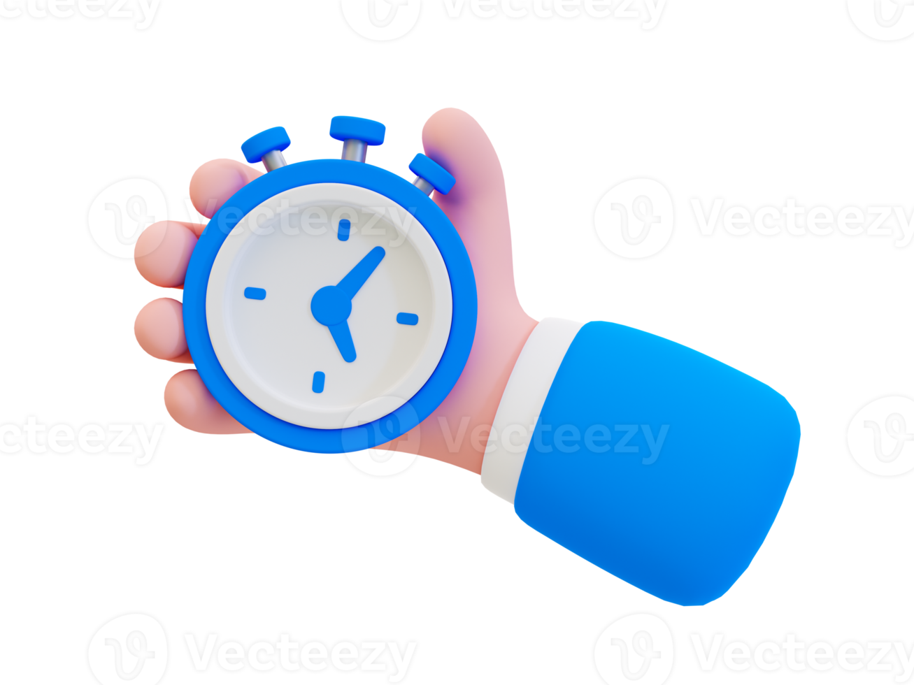 3d minimal time of competition concept. Submitting a work before deadline. knowing the value of time. Time wasted alertness. Hand holding an stopwatch. 3d illustration. png