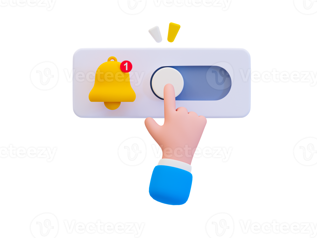 3d minimal turn-on notification concept. New update reminder. New notification alert. A bell icon and switch toggle button. 3d illustration. png