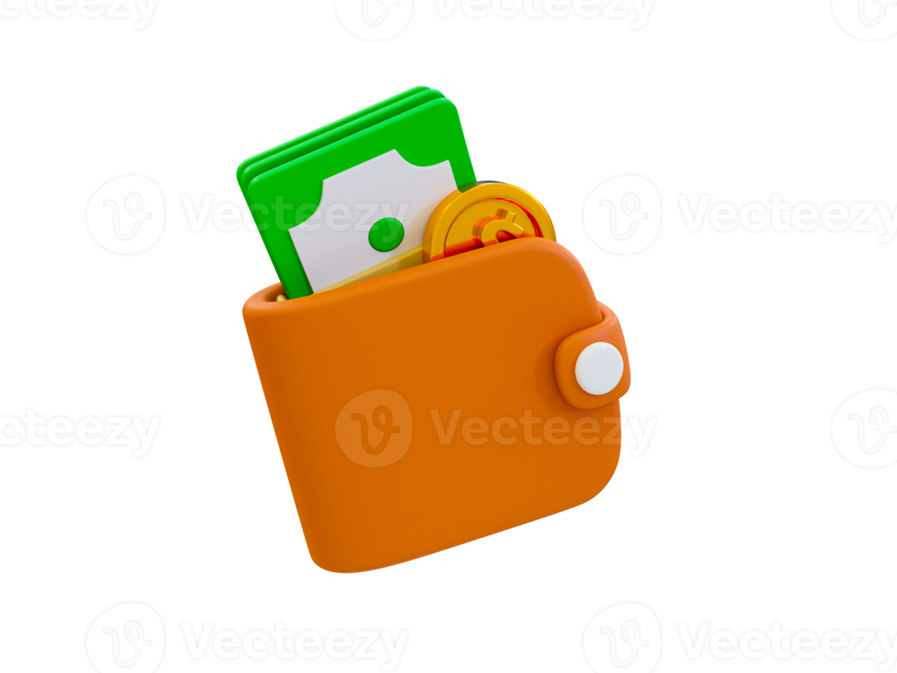 3d minimal money accumulation. A wallet with a banknote and coin. 3d rendering illustration. png
