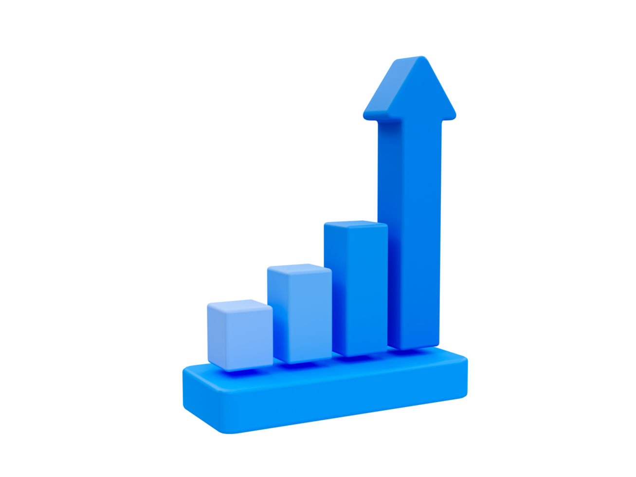 3d minimal data analysis icon. soaring finances. Strengthening currency. A bar graph with an arrow rising. 3d illustration. png