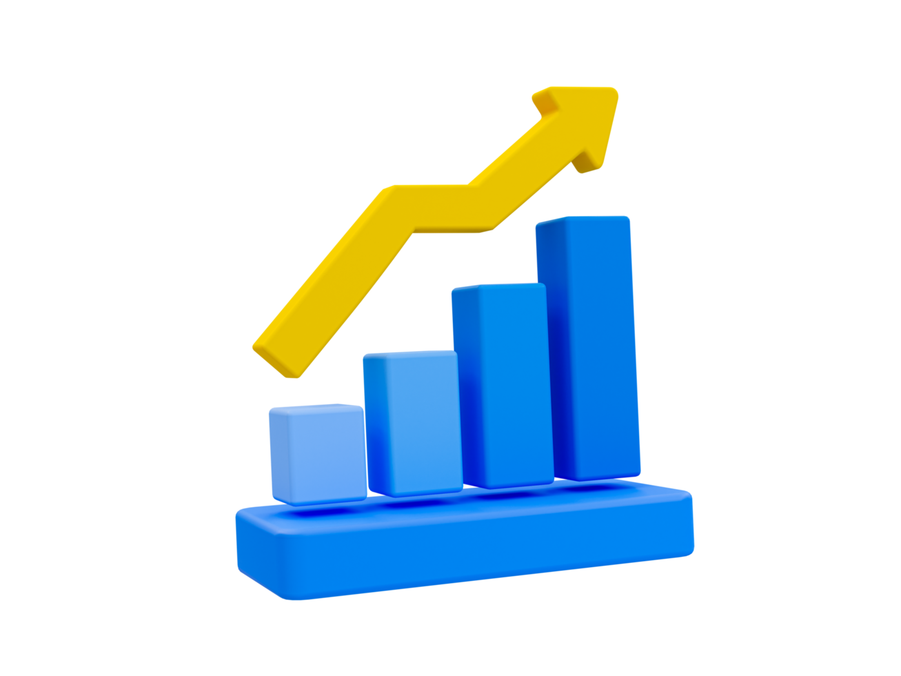 ícone de análise de dados mínimos 3D. finanças em alta. fortalecimento da moeda. um gráfico de barras com uma seta subindo. ilustração 3D. png