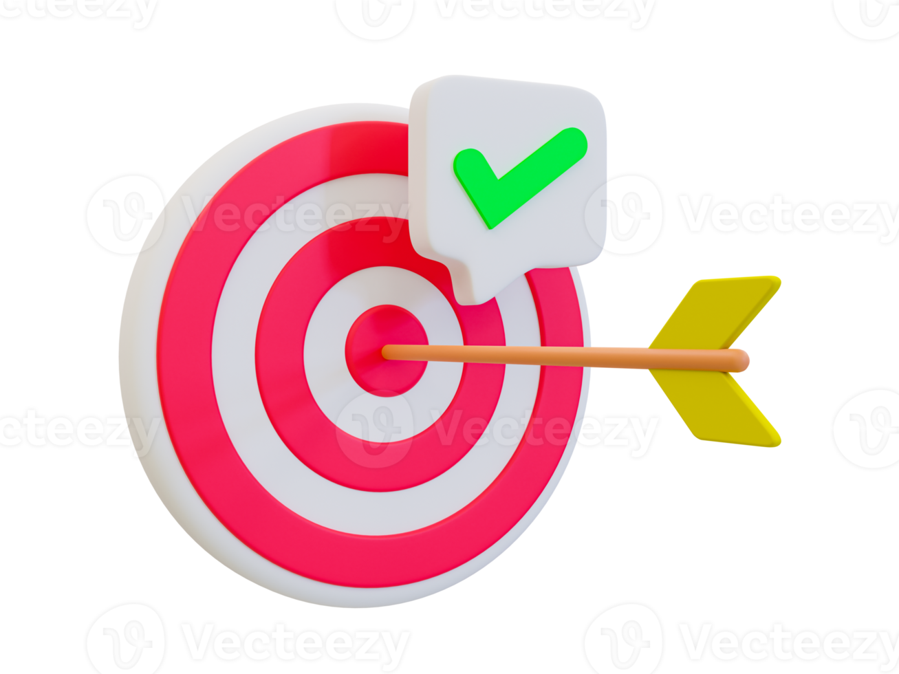 3d minimal hit the target concept. financial target goal concept. strategy achievement. dartboard with an arrow hit at the center. 3d illustration. png