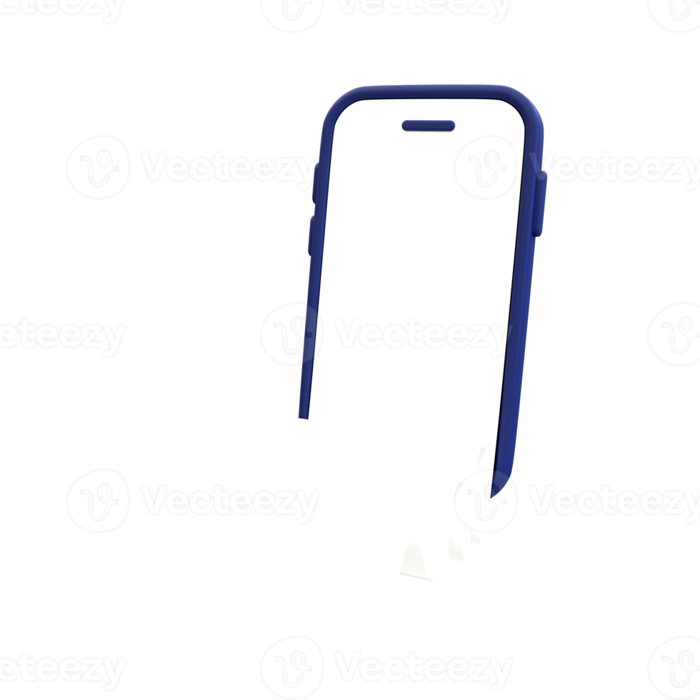 3d minimal checkout process. digital payment. smartphone with a blank screen-like bill. 3d illustration. png