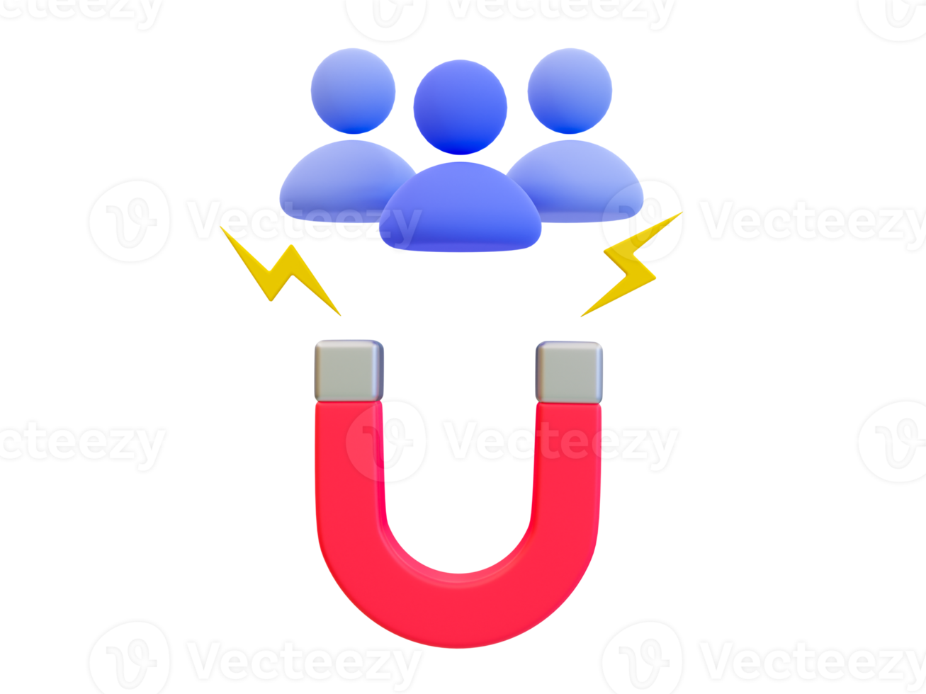 3d minimaal klant attractie. financieel wedstrijd. bedrijf planning. afzet strategie concept. een magneet tekening klant. 3d illustratie. png