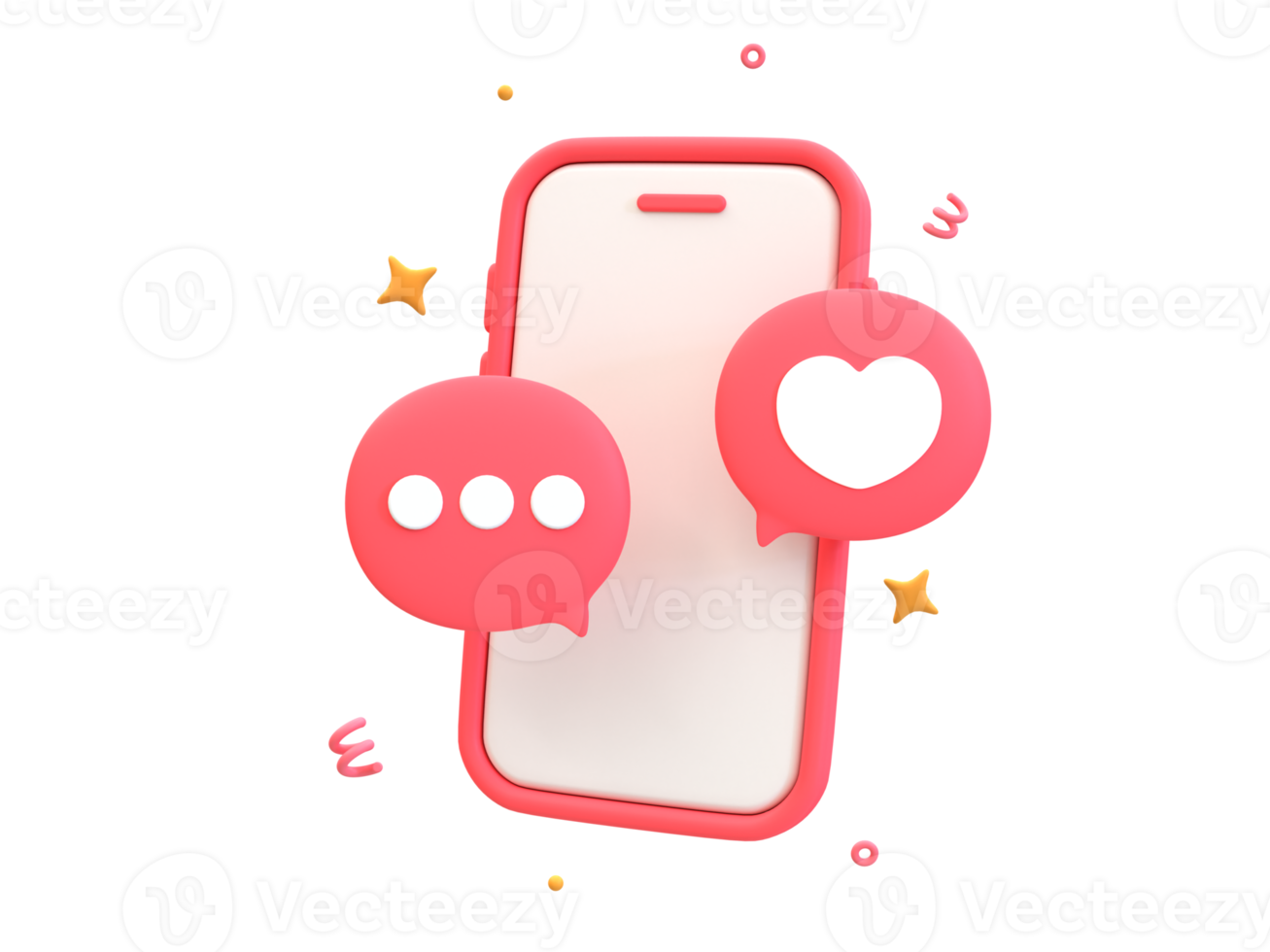 3d minimal Smartphone with a love message icon. valentine's compositions. 3d illustration. png