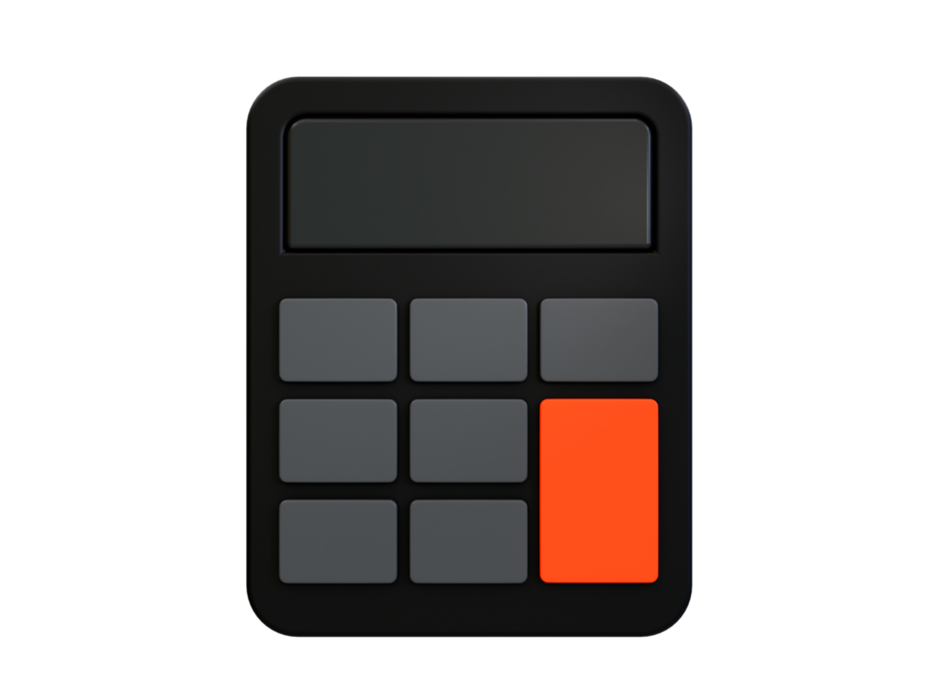 concepto de gestión de dinero mínimo 3d. calculadora negra de pantalla en blanco. ilustración 3d png