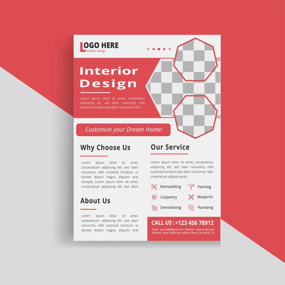Modern Interior Flyer brochure design, business cover size A4 template vector