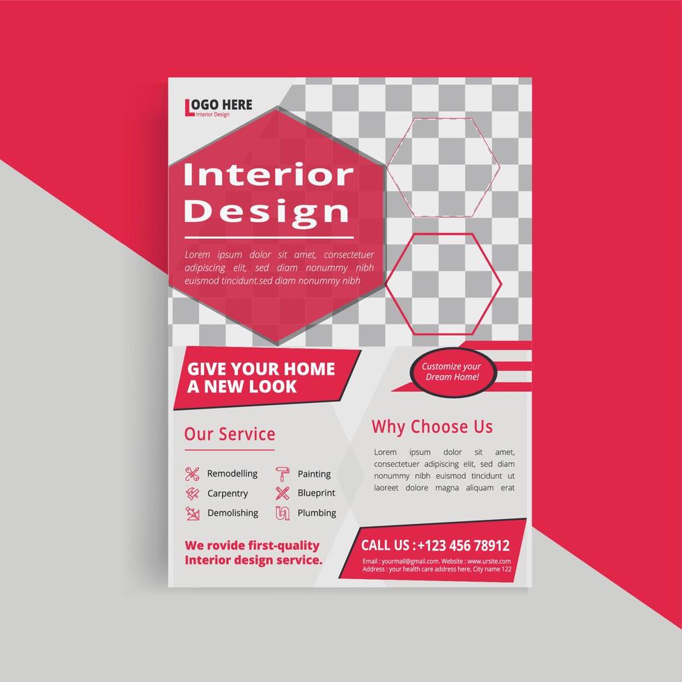 Modern Interior Flyer brochure design, business cover size A4 template vector