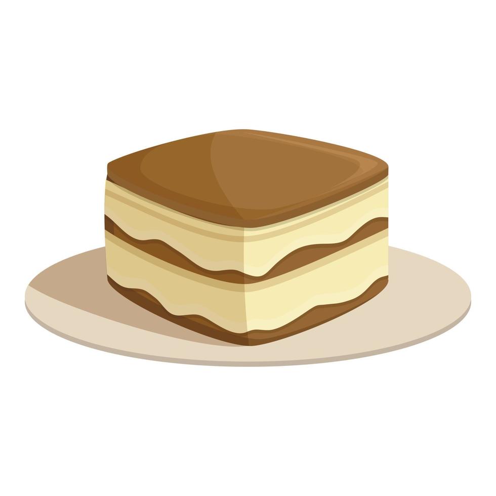 Funny tiramisu icon cartoon vector. Cake food vector