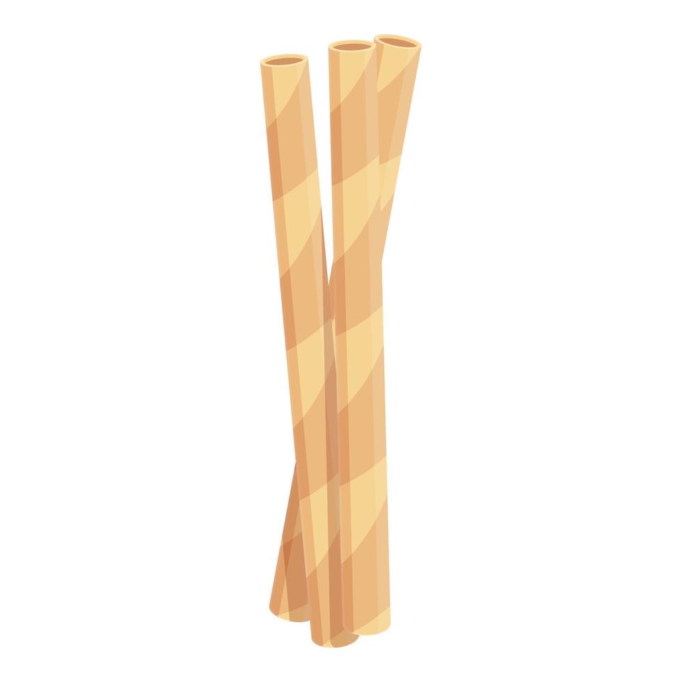 White wafer rolls icon cartoon vector. Biscuit stick vector