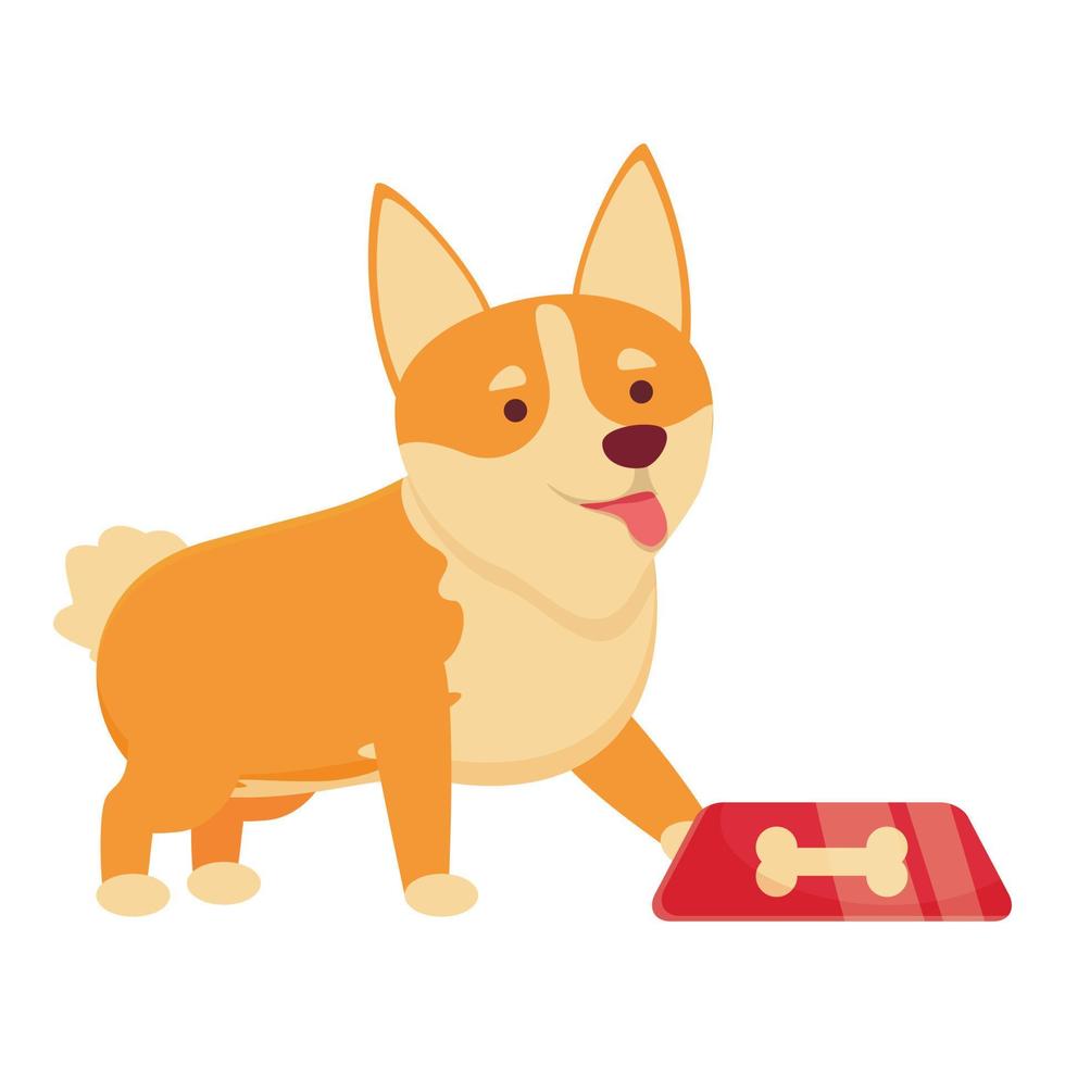 Corgi want to eat icon cartoon vector. Cute dog vector
