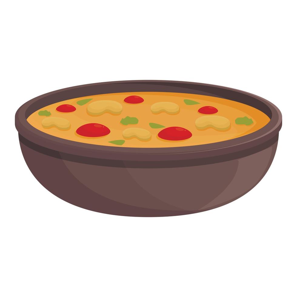 comer vector de dibujos animados de icono de sopa. plato de comida