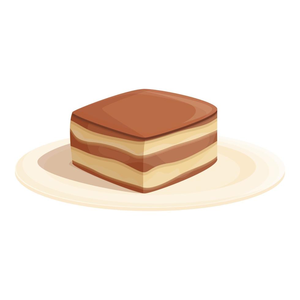 Plate tiramisu icon cartoon vector. Cake food vector