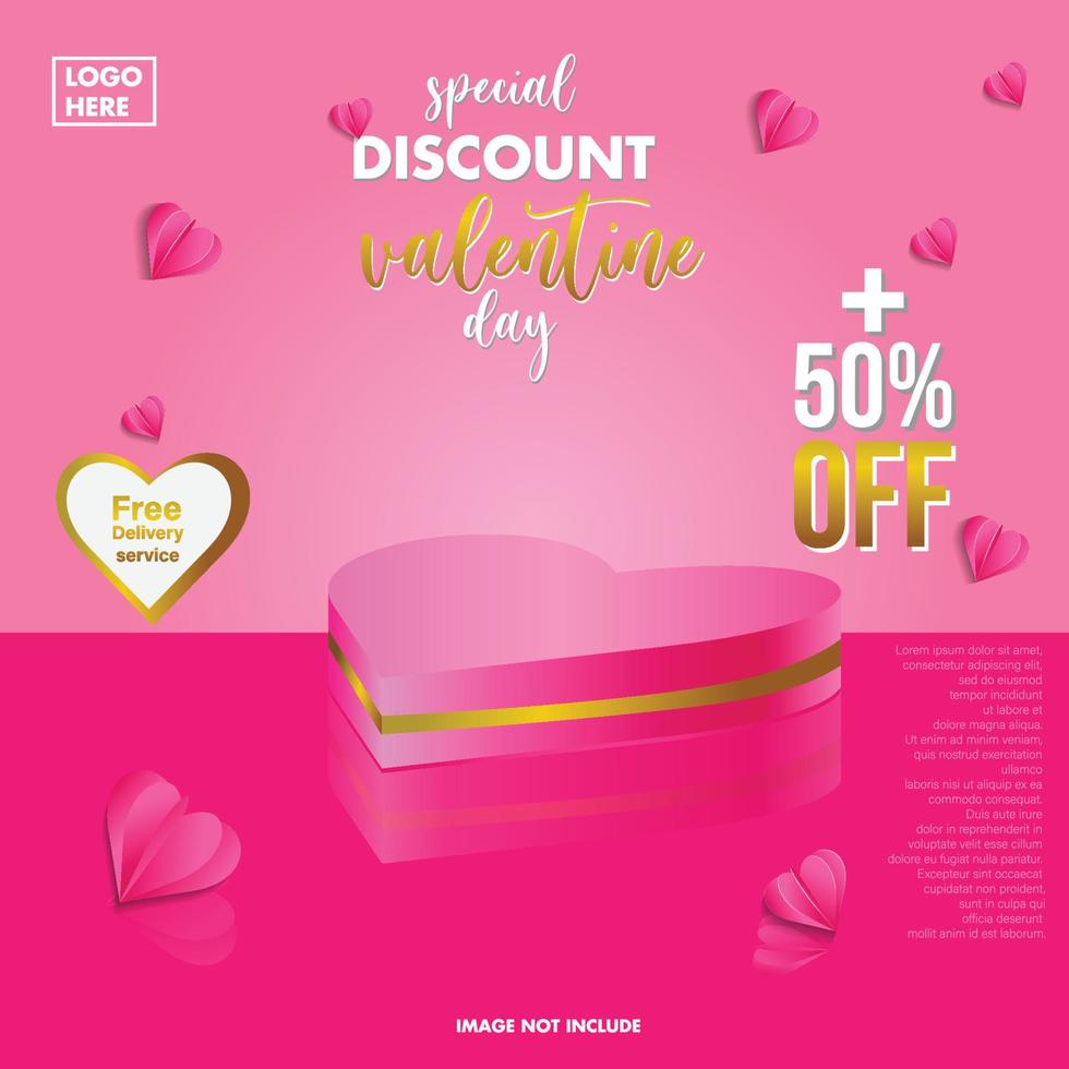 valentine day product promotion banner with product podium vector illustration