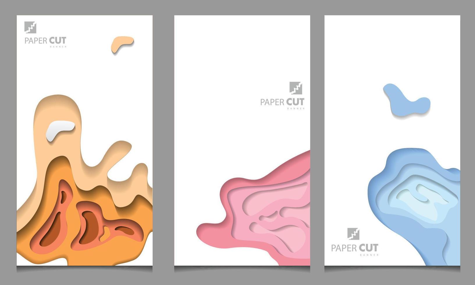 potrait banners set with paper cut vector illustration