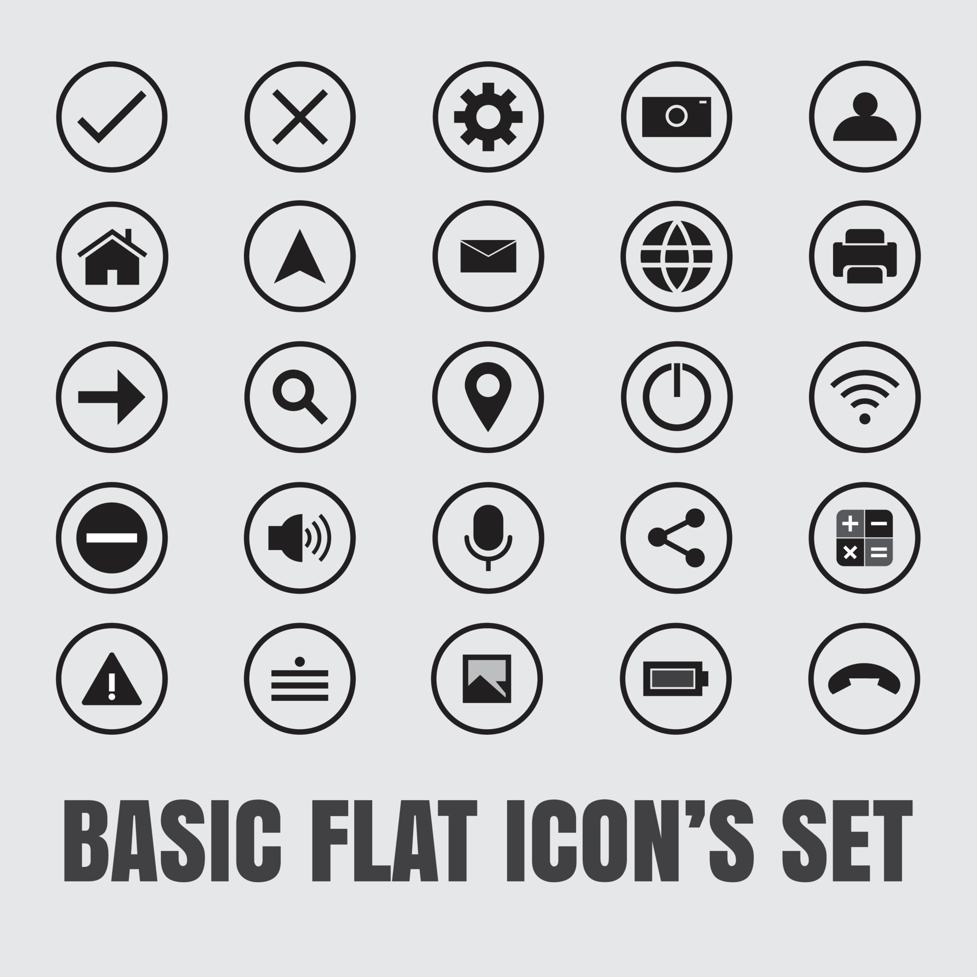 Basic flat icons set. Simplicity meets versatility in our Basic Flat Icon  Set. Ideal for web, app, or print designs, these flat vector icons offer a  modern and clean aesthetic to enhance