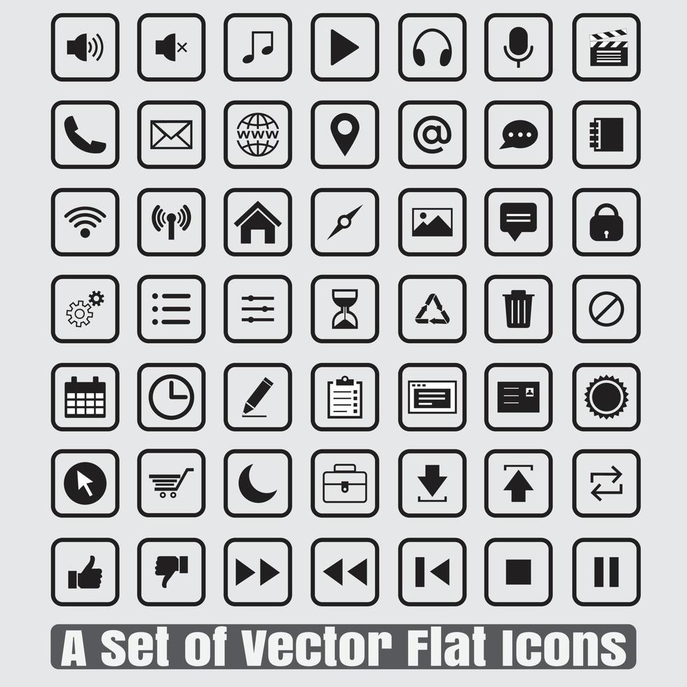 A Set of Vector Flat Icons.Transform your designs with our versatile Set of Vector Flat Icons. Ideal for modern and minimalist projects, this collection is a must-have for all designers.