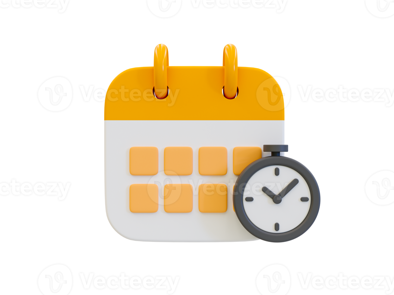 3d minimal time management concept. schedule notification. meeting reminder. Calendar with an alarm clock and bell icon. 3d illustration. png