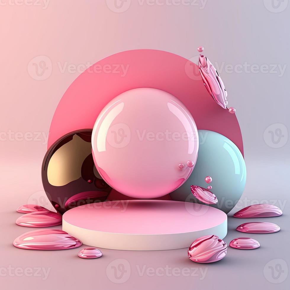 3D Glossy Podium Stage Platform with Easter Egg Decor for Product Presentation photo