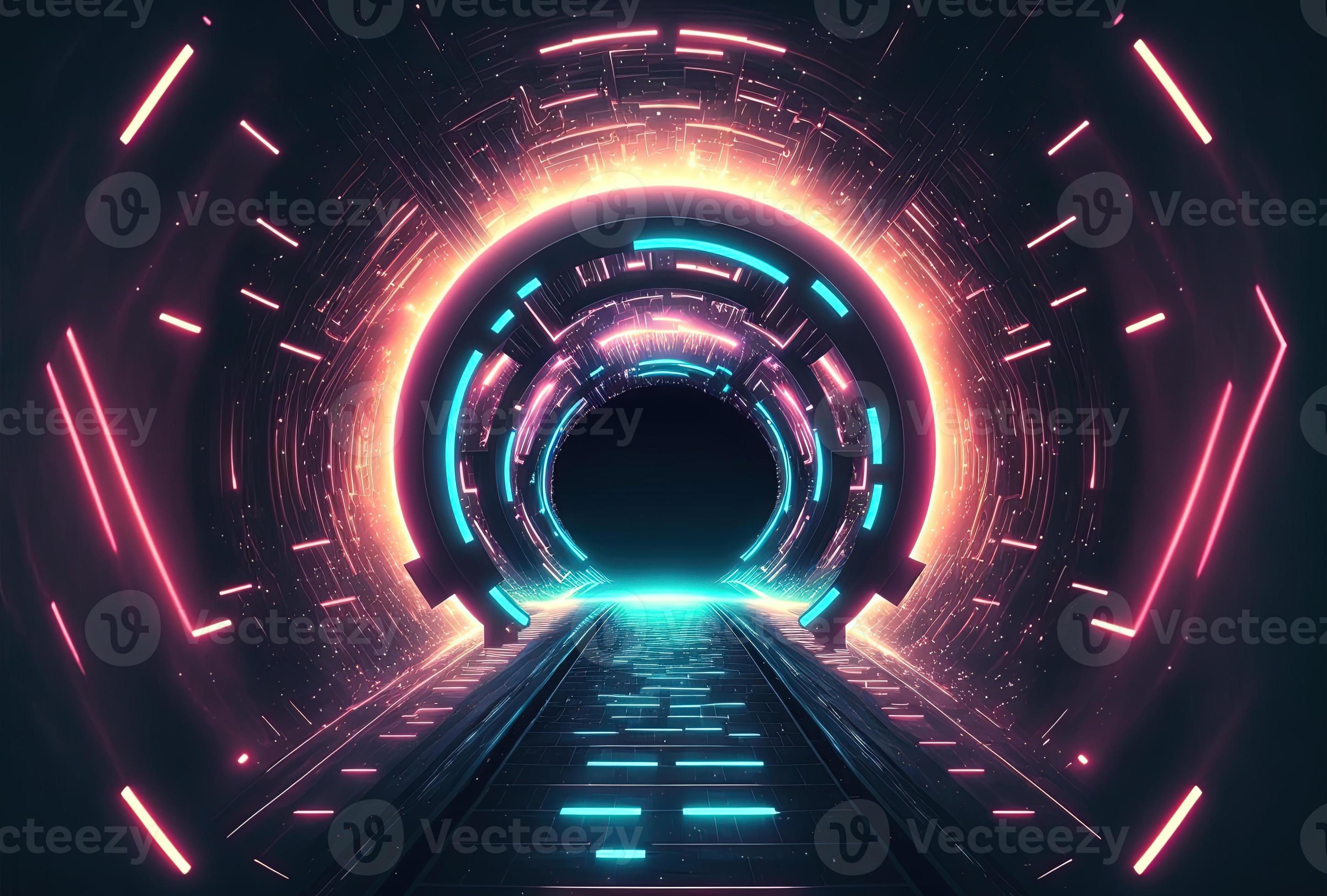 Modern Futuristic Tunnel Technology Background with Neon Glow 19153631