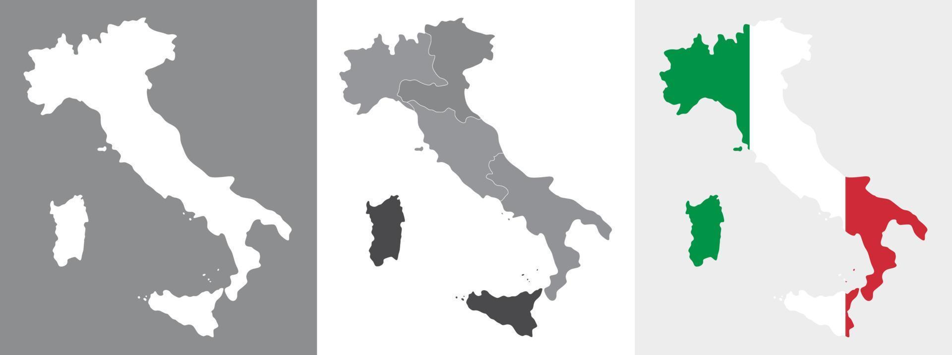 mapa de italia con bandera interior y color gris vector