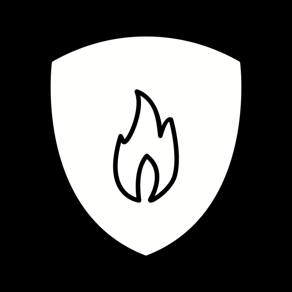 icono de vector de escudo de fuego único