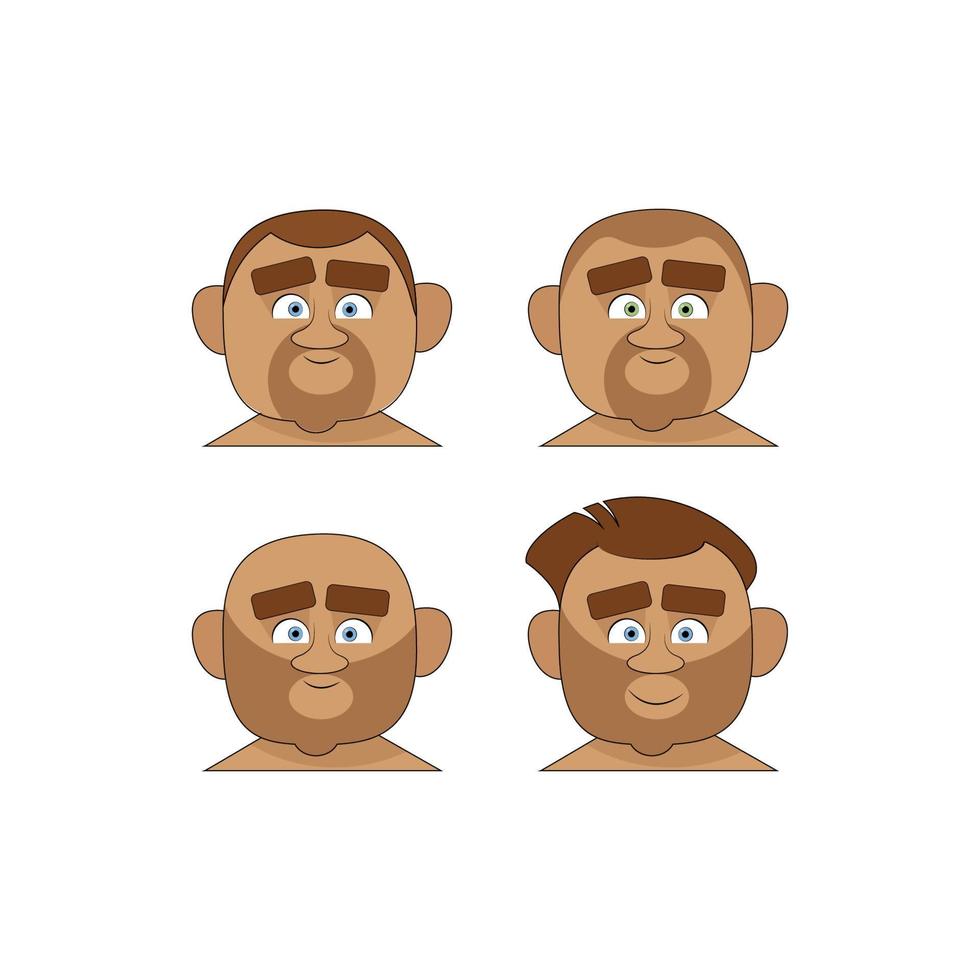 Set of different avatars of overweight men vector