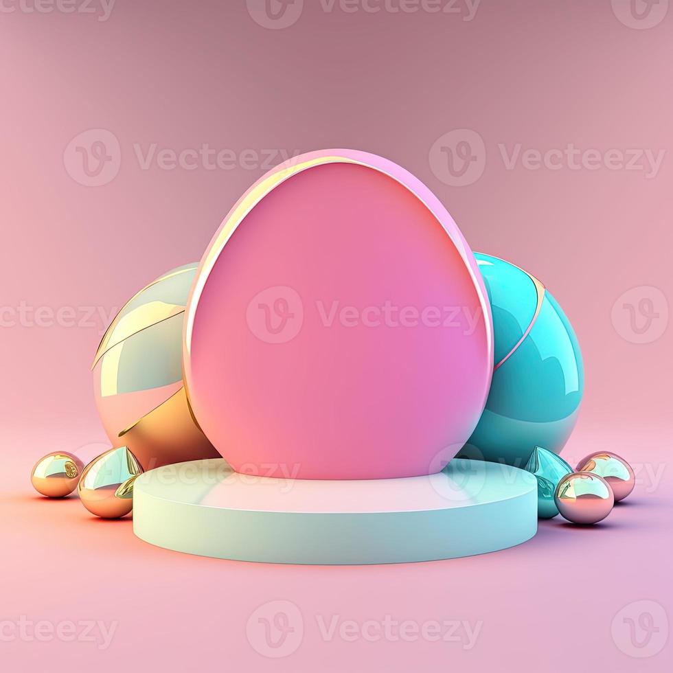 3D Shiny Stage with Easter Eggs Decoration for Product Display photo