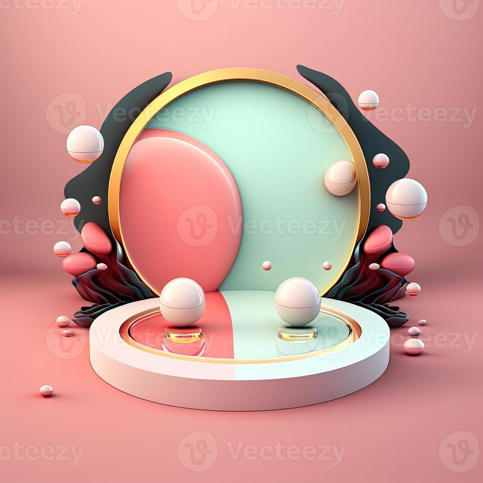 3D Shiny Stage with Easter Egg Decorations for Product Showcase photo