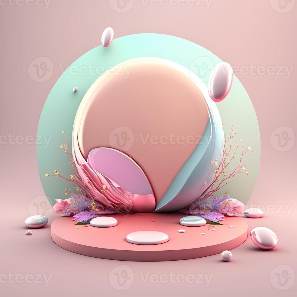 3D Shiny Stage with Easter Egg Decor for Product Showcase photo