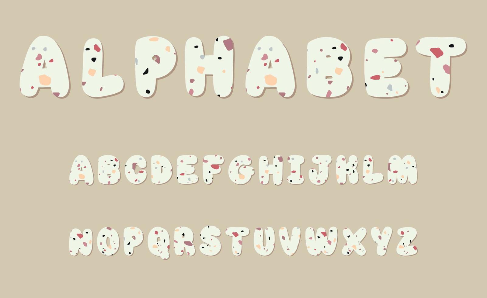 Vector alphabet  with stylish fancy terrazzo pattern.