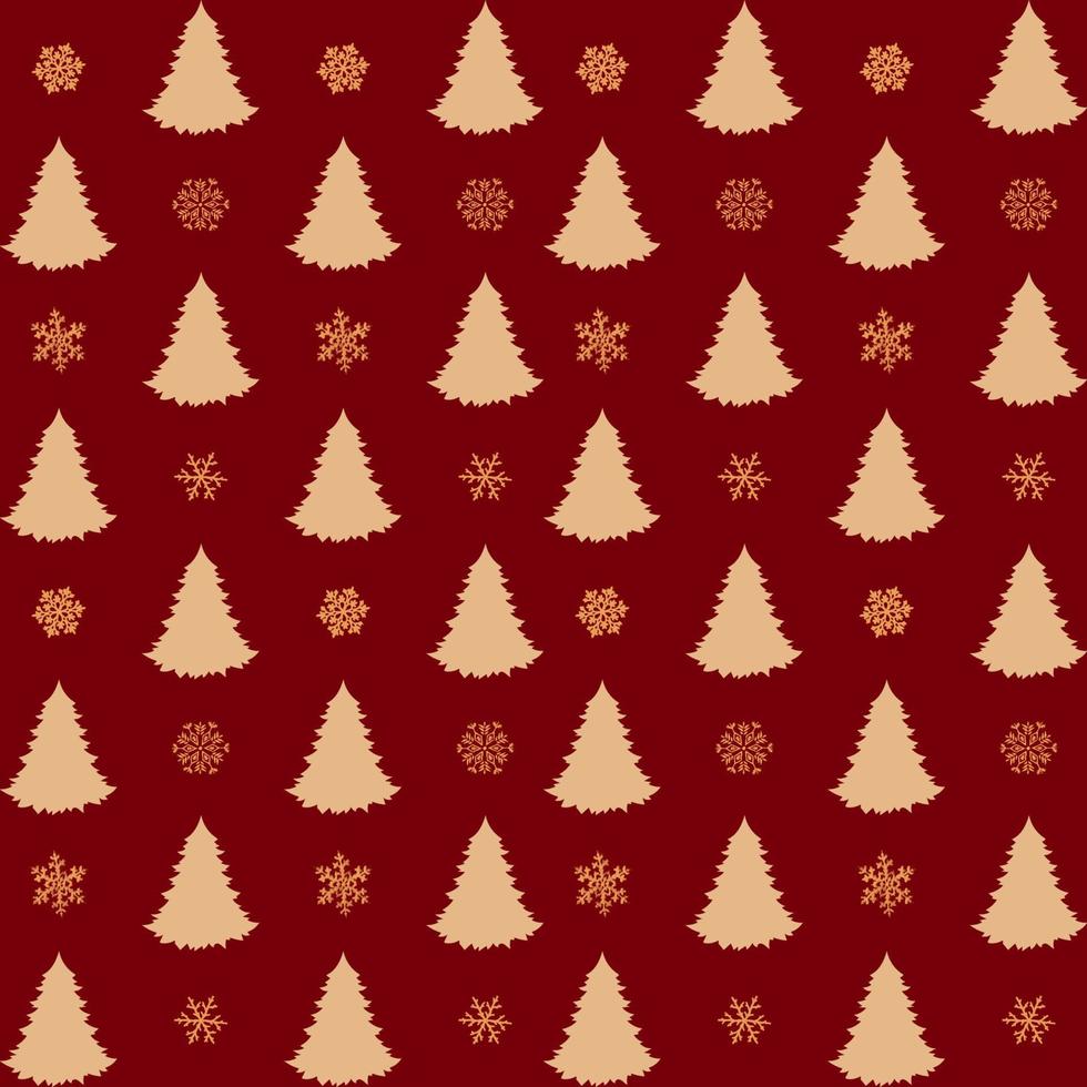 Christmas seamless pattern with fir tree and snowflakes vector