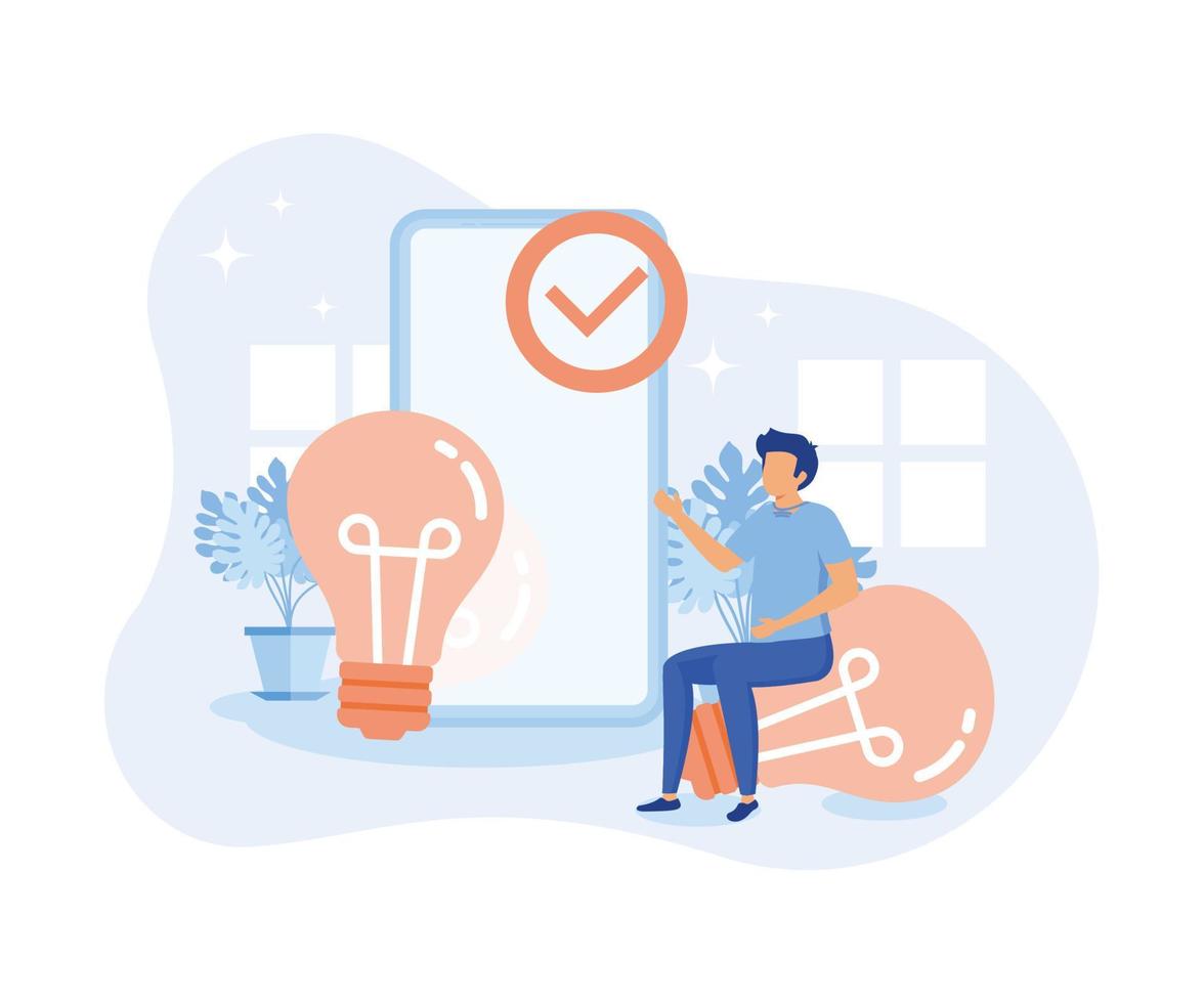 Business goals illustration. Characters setting task, goal and target to achieve, planning action and way to success. Personal development and self motivation concept. flat vector illustration